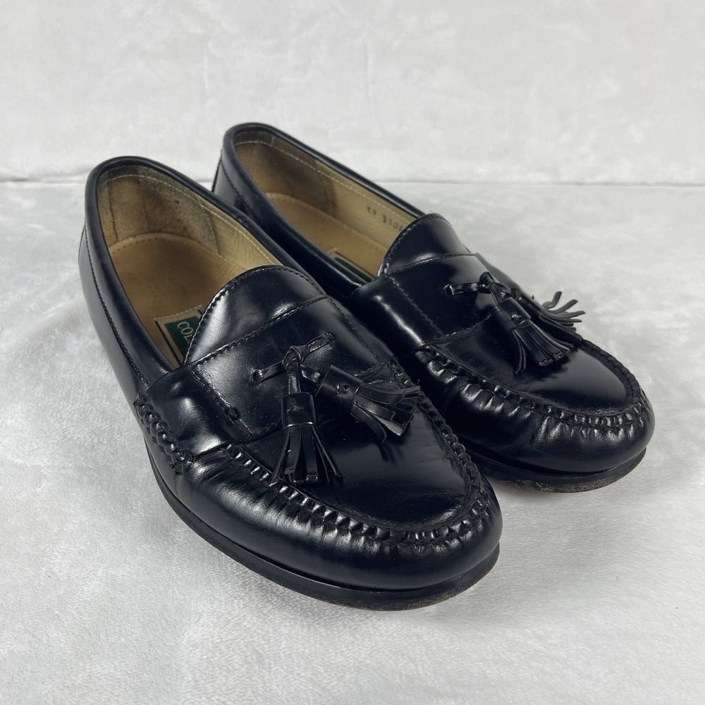 Vintage Cole Haan Mens Tassel Pinch Loafer Size 9 D Black Leather Classic Luxury